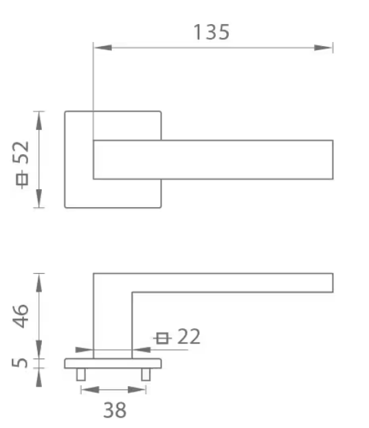 Klika na dveře TI - SQUARE - HR 4275Q 5S, Povrch: NIM - nikl mat (142) - Obrázek 5